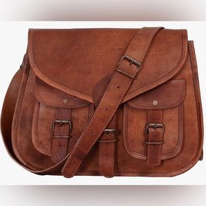 Komal’s Passion Leather 14inch Leather Cross Body Purse|Bag in brown. NWOT